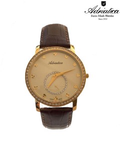 Adriatica Watch Ladies/Gld Dail Stone/Gld Case Stone/Bwn Leather Strap