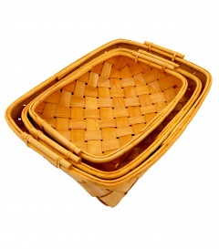 Bamboo Tray Rect 3Pc Set Wood Handle 37.33.29cm