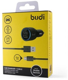 BUDI 2-Port 10W Car Charger+Micro Usb Cable M8J070