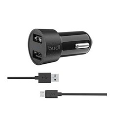 BUDI Car Charger With Micro Cable 2 Usb Port M8J622M