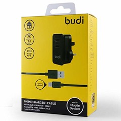 BUDI HOME CHARGER 2 PORT USB WITH LIGHTNING CABLE M8J053U- Black