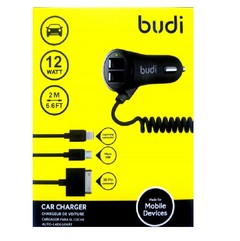 BUDI Lightning + Micro Car Charger 12W 2M M8J068T3 M Black