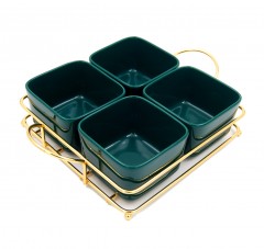 Chip And Dip With Metal Stand 4 Bowl 24.5X18.5cm