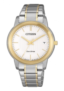 Citizen Eco-Drive, White Dial Women's Watch with Two-Tone Gold Plating.