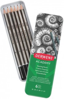 DERWENT 1X6 ACADEMY SKETCHING PENCIL TIN 2301945