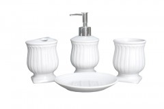 Easy Life Bathroom Accessory Set Lines White