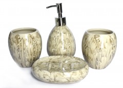 Easy Life Bathroom Accessory Set Marble Effect Cream