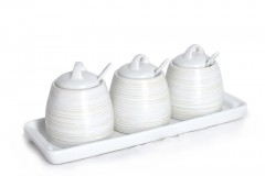 Easy Life Condiment Set  With Ceramic Tray 3Pc Design 1