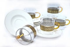 Easy Life Versace Design Cup & Saucer 6Pc Set  Small
