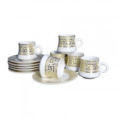 Easy Life Versace Design Istakana Cup & Saucer Large 6Pc Set Gold