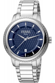 Ferrè Milano Gent watch - GNT 3H SS BLU-FM1G130M0051