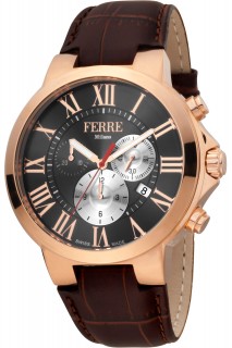 Ferrè Milano Gent watch - GNT CHR LTH BLK-FM1G177L0031