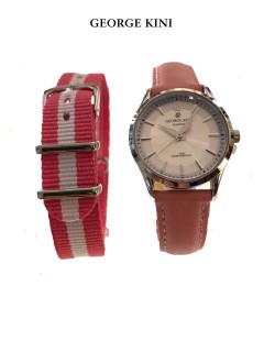 George Kini Watch/Ladies/Steel Case/Pink Diel/Pink Strap