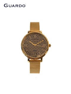 GUARDO WATCH GENTS/GLD CSE-BRAC/GRY DIAL/MULTIFUNC