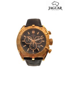 Jaguar Watch Gents/Chrono/Rse Gld Case/Blk Leather Strap