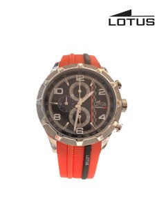 Lotus Watch/Gents/Chrono/Blk Dial/Ss Case/Blk & Red Silicon