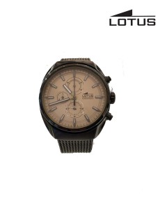 Lotus Watch Gents/Chrono/Crm Dial/ Blk Cae/Strap