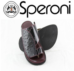 Men Slipper Speroni Black Patent Ostrich