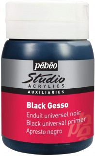 Pebeo 500ml Studio Acry Black Gesso 524135-524136