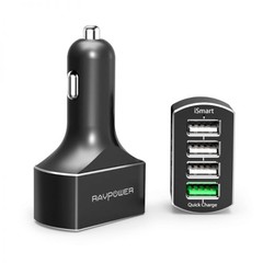 RAVPOWER 54W 4-Port Qc3.0 Car Charger Black Rp-Vc003