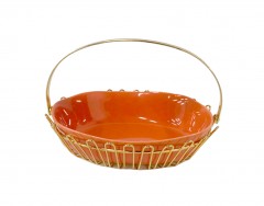 Serving Basket W/Metal Handle Asst 21X20cm-Orange