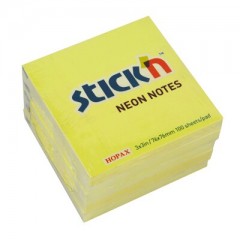 Stick'N 3X3" 100Shs Neon Notes Pad 76X76Mm-Yellow