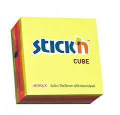 Stick'N 3X3" 400Shs Rainbow Cube Neon 21012
