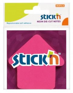 Stick'N 70X70Mm 50Shs Die-Cut Pad Neon Arrow 21181