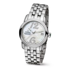 Titoni Master Series 33.5Mm Mother Of Pearl Dial Silver Watch