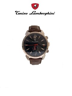 Tonino Lamborghini Watch/Gents/Automatic/Black Dialss Case/Brown Leather Strap