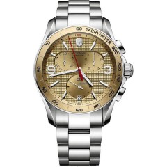 Victorinox Chrono Classic Champagne Dial Steel Bracelet Mens Watch