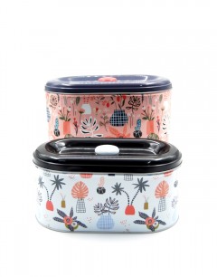 Oval Tin Container 2Pc Set 25,22.5 cm-A