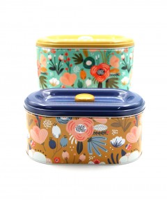 Oval Tin Container 2Pc Set 25,22.5 cm-B