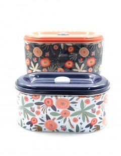 Oval Tin Container 2Pc Set 25,22.5 cm-C