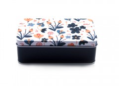 Rect Tin Container Asst Flower Design 11.5 cm-E