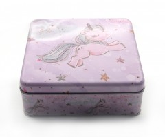 Square Tin Container Unicorn Asst 17 cm-A