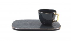 Ceramic Cup & Saucer Set Gold Edge 22CL