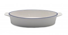 Ceramic Dish Rect While Blue Line  23.8CM