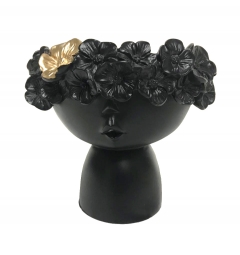 Nordic head flower vase 16cm BLACK