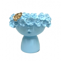 Nordic head flower vase 16cm BLUE