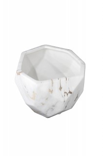 Marble Finish Ceramic Vase Hexagon Shape 17Cm