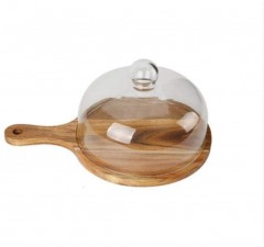 Wood Base Cake Stand With Handle M 24.5Cm