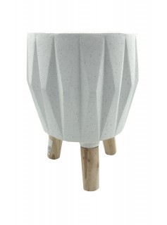 Fiberglass Planter Diamond W/Legs White 3Pc Set 23,30,39 cm