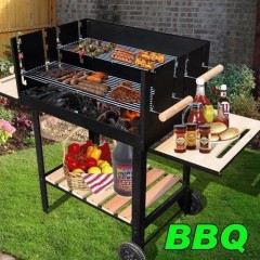 Bbq Grill Rect W/Stand Wind Sheild 138x52.5 cm