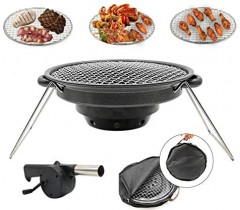 Bbq Grill Round Foldable W/Stone Baking Tray 32x21 cm