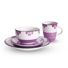 Raj Stoneware Orchid 16Pcs Dinner Set - Purple