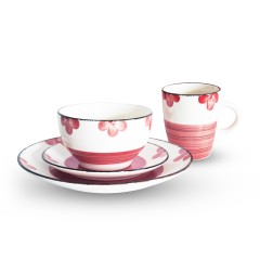 Raj Stoneware Orchid 16Pcs Dinner Set - Pink