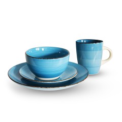 Raj Stoneware Iris 16Pcs Dinner Set - Blue