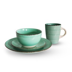 Raj Stoneware Iris 16Pcs Dinner Set - Green