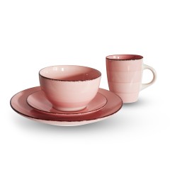 Raj Stoneware Iris 16Pcs Dinner Set - Pink